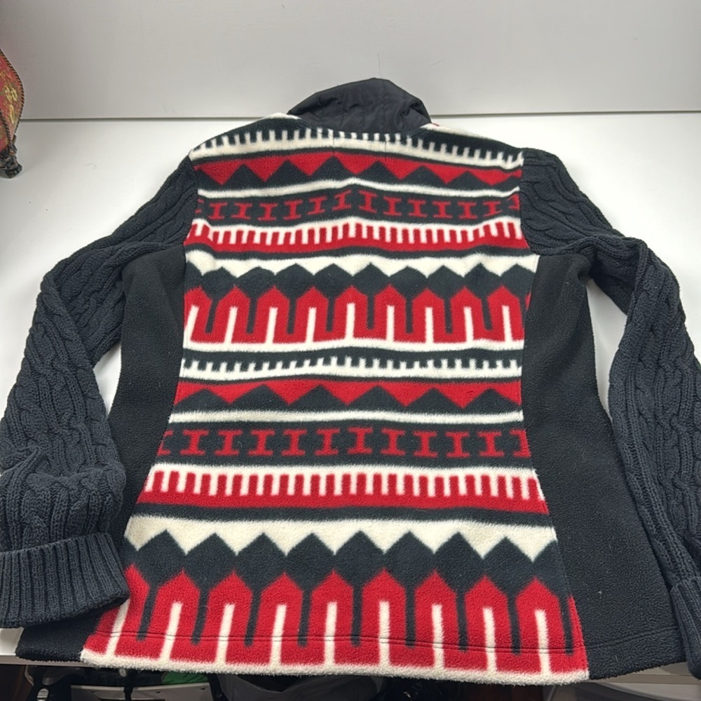 L-R-L Lauren Active Ralph Lauren Fleece Full Zip Sweater with Knit Sleeves - Picture 2 of 13